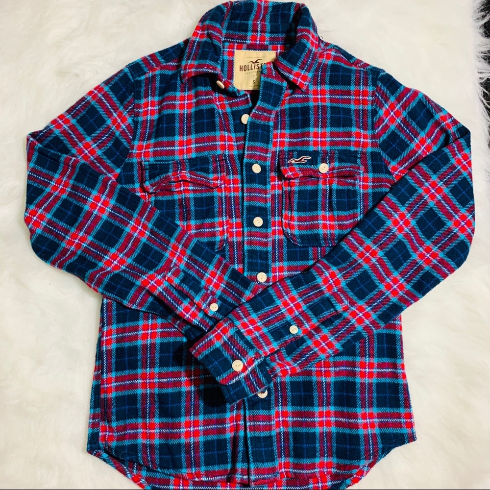 Hollister red, white and blue flannel .